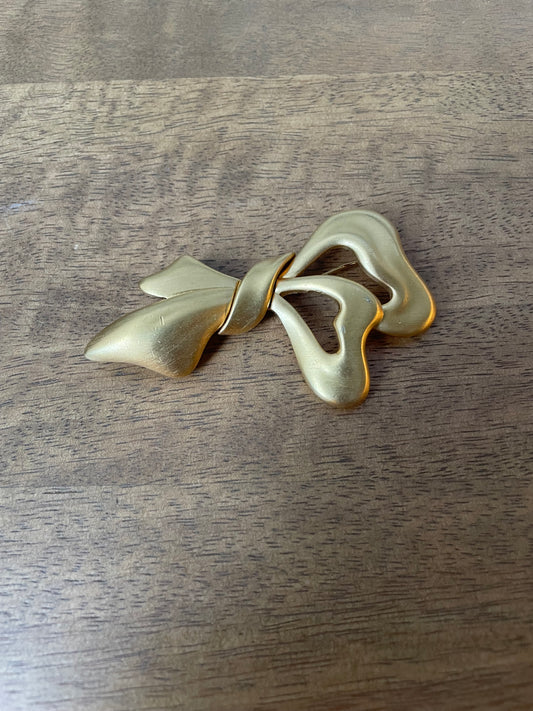 Vintage Monet Gold-toned Bow Brooch