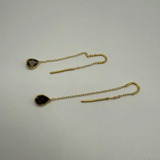 Smoky Quartz Chain Threader Earring