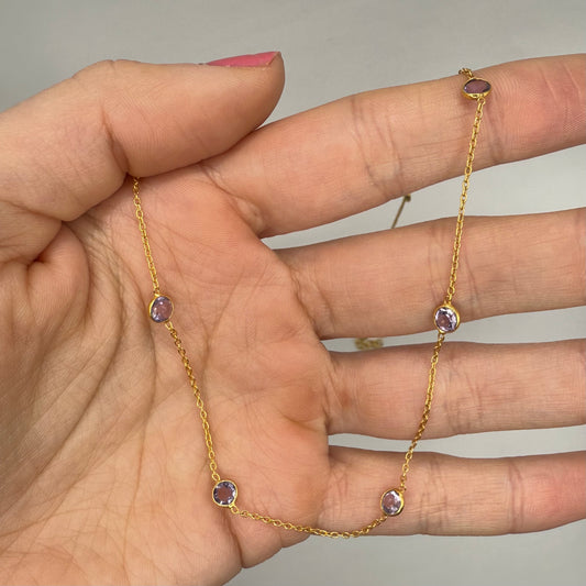 Chain Necklace with Lilac Gem