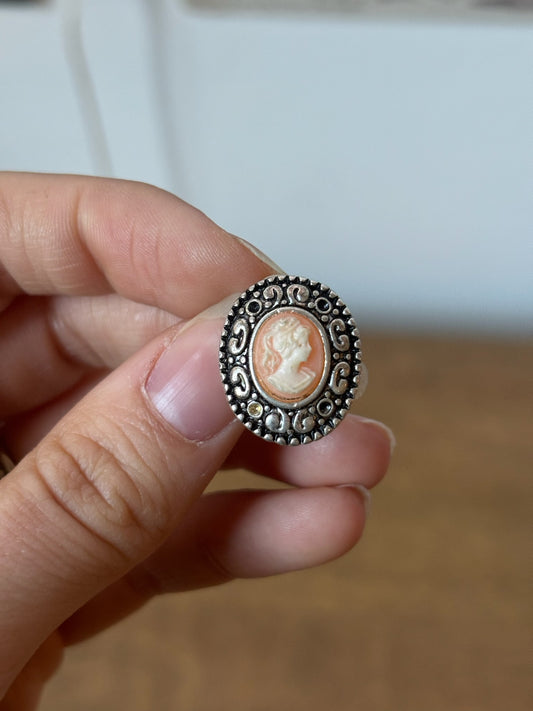 Vintage Pink Cameo Earrings (Clip-on)