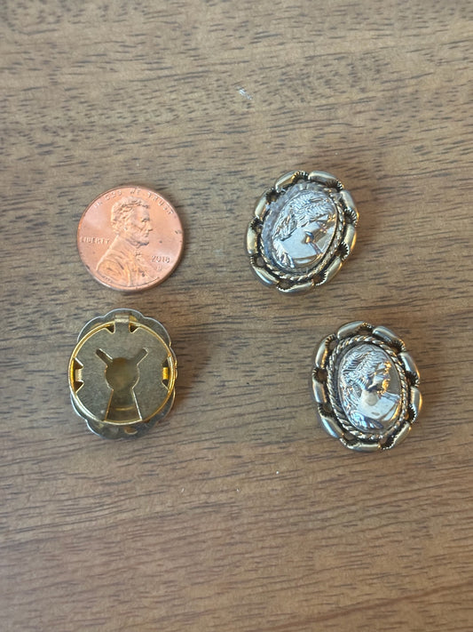 Vintage Silver Cameo Button Covers (set of 3)