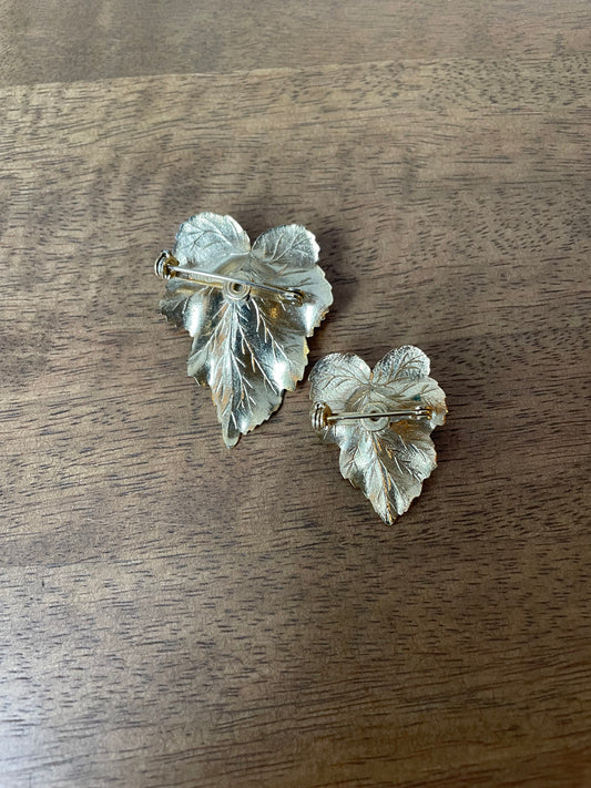 Vintage Sarah Coventry Leaf Brooch (comes as a pair)