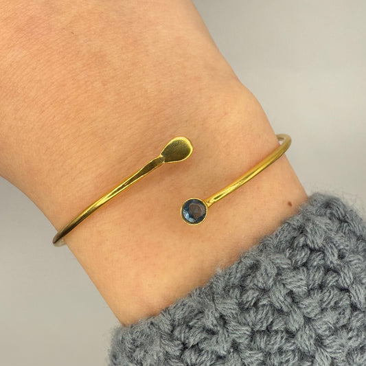 Gold-toned Cuff Bracelet with Gem