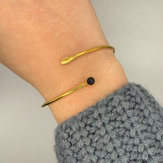 Gold-toned Cuff Bracelet with Gem