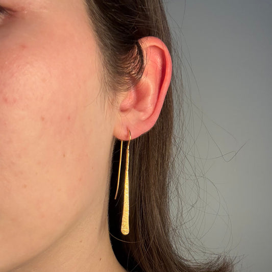 Long Hammered Bar Earring