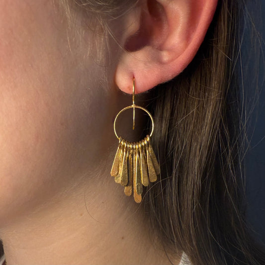 Metal Feather Hoop Earring