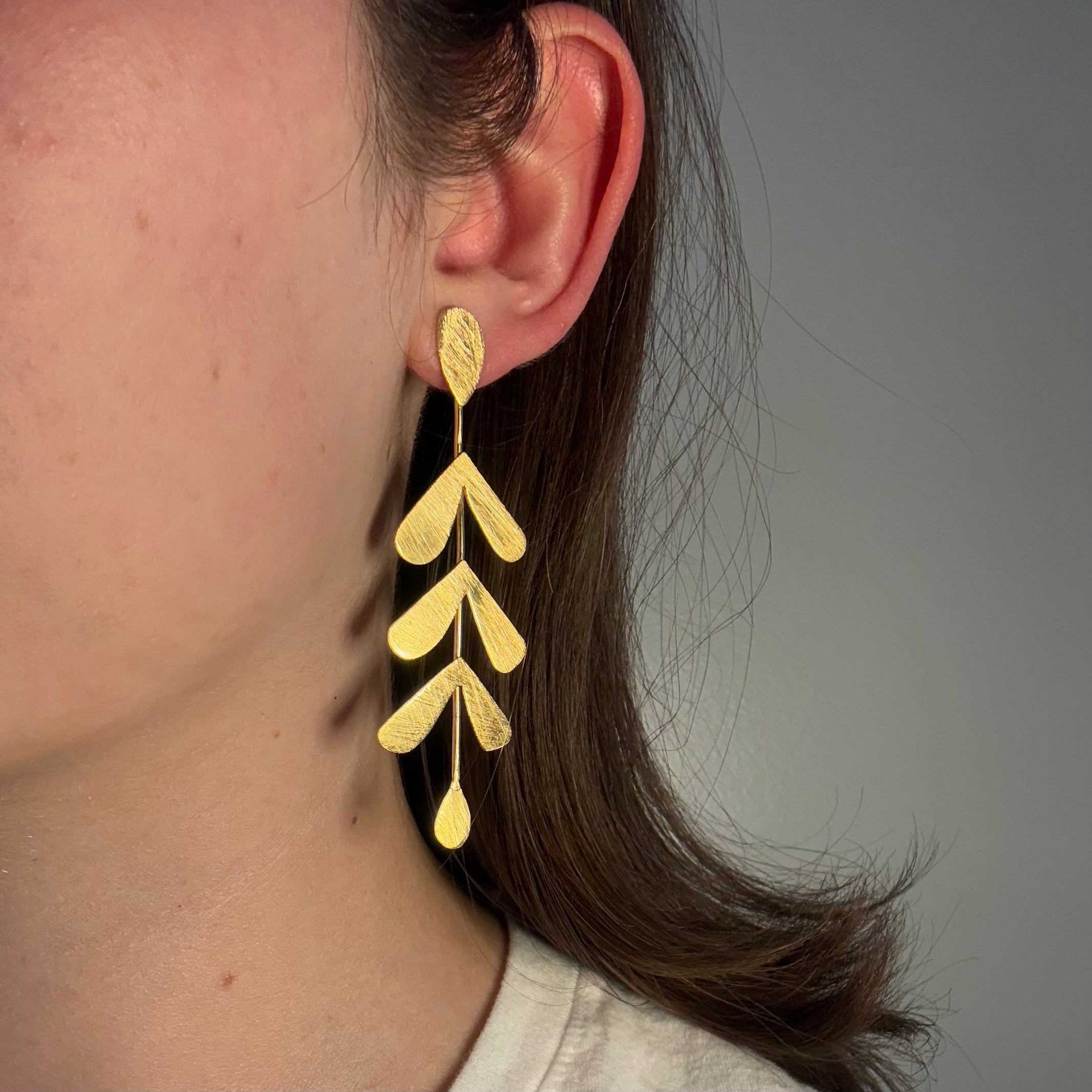 Long Leaf Drop Earrings