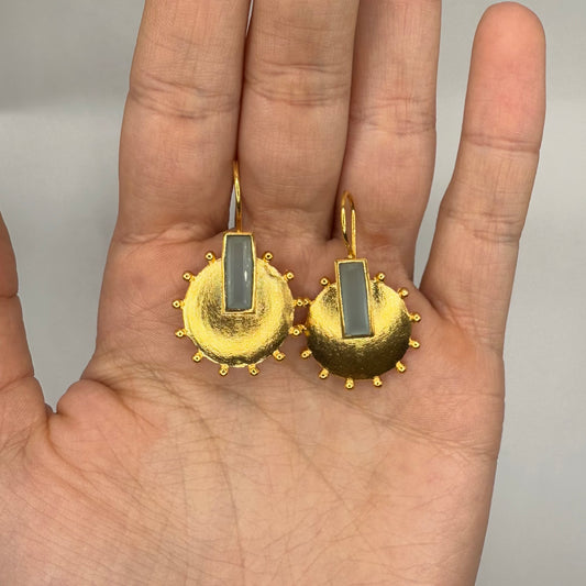 Sun Earrings with Gem