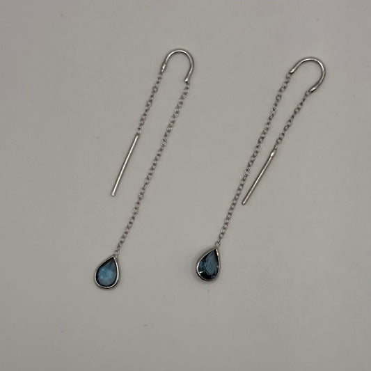 Blue Topaz Chain Threader Earring