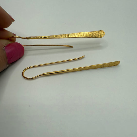 Long Hammered Bar Earring