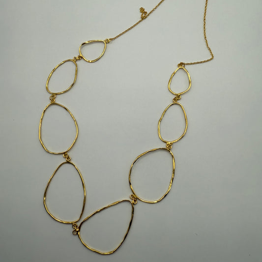 Hammered Metal Oval Chain Necklace